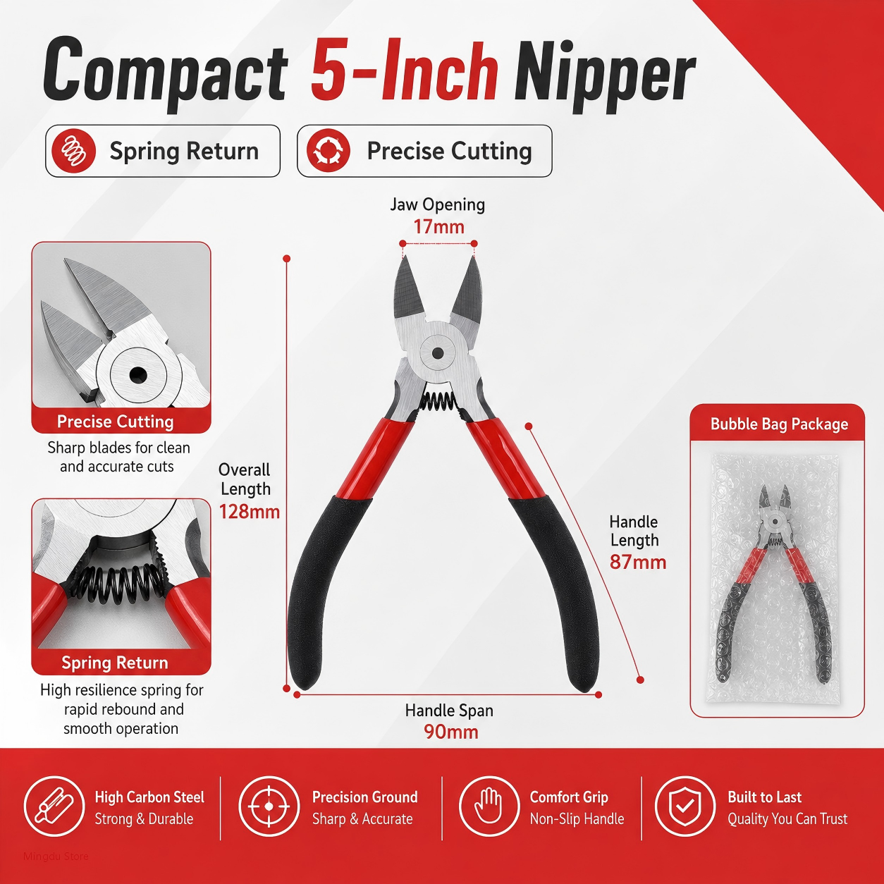 Precision Flush Cutter Sharp Diagonal Cutting Pliers for Metal Wire Cable Plastic Gate Electronics Repair DIY Tool