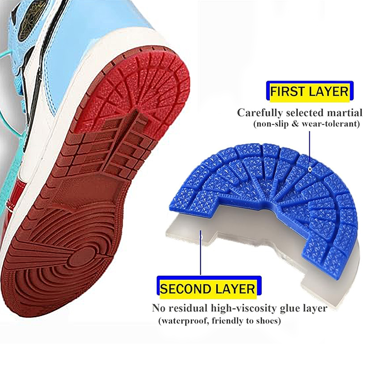 Thick Wear-Resistant Anti-Slip Sole Stickers, Self-Adhesive Sole Protector Pads for AJ1 Sneakers & Shoe Sole Repair
