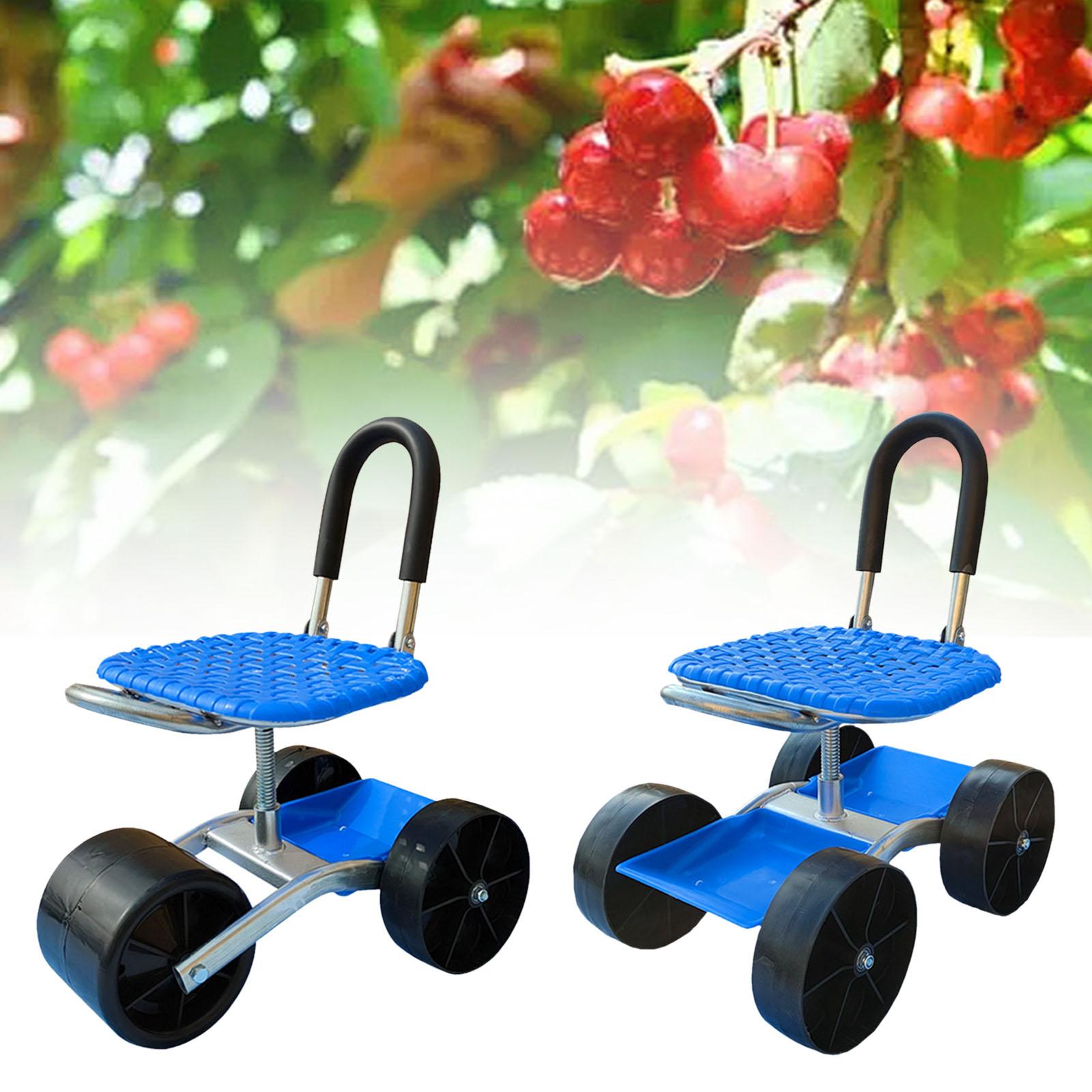 Garden Chair Gardening Stool Solid Steel Axles Garden Rolling Work Seat Garden Trolley Rolling Seat for Planting Farm Picking
