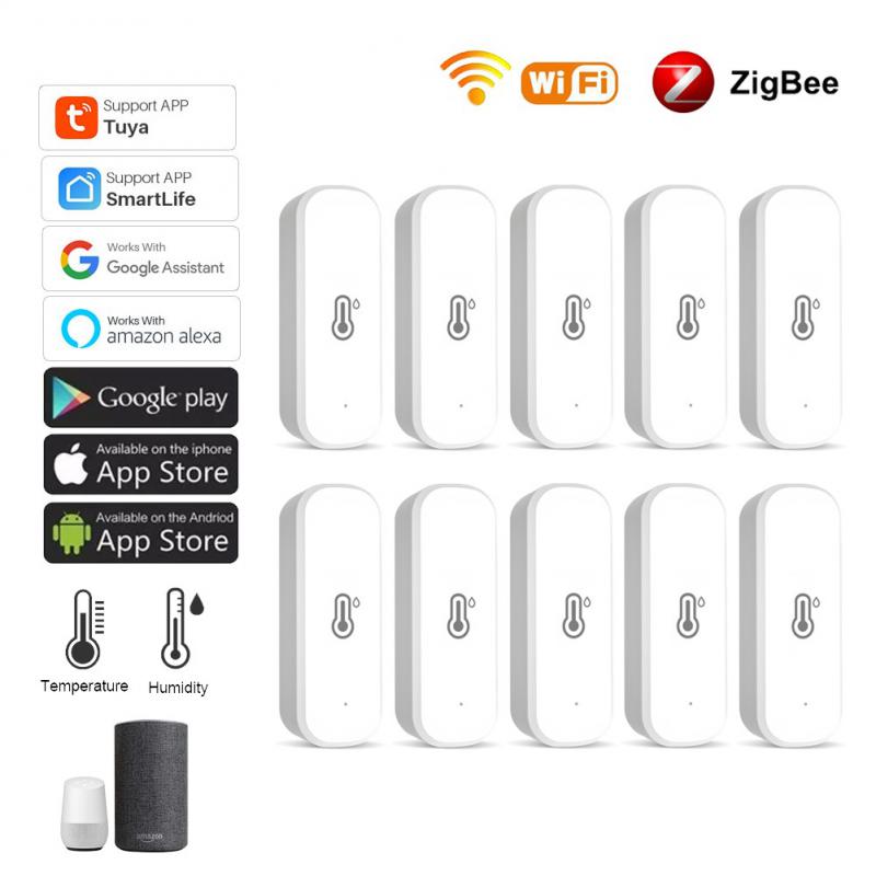 1 Uds Zigbee 3,0 Wifi Sensor de temperatura y humedad Tuya Smart Life termómetro higrómetro Detector funciona con Alexa Google Home