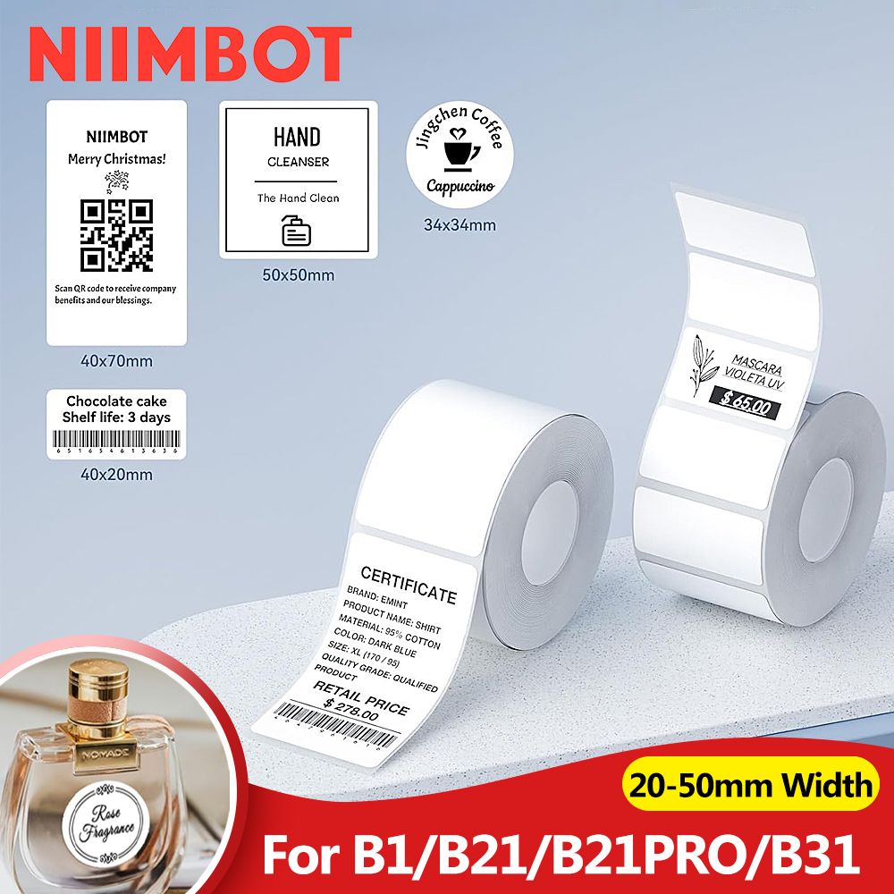 Papel de etiquetas Niimbot para Mini impresora portátil B1/B21/B31, etiqueta adhesiva térmica, cinta autoadhesiva impermeable para hacer etiquetas