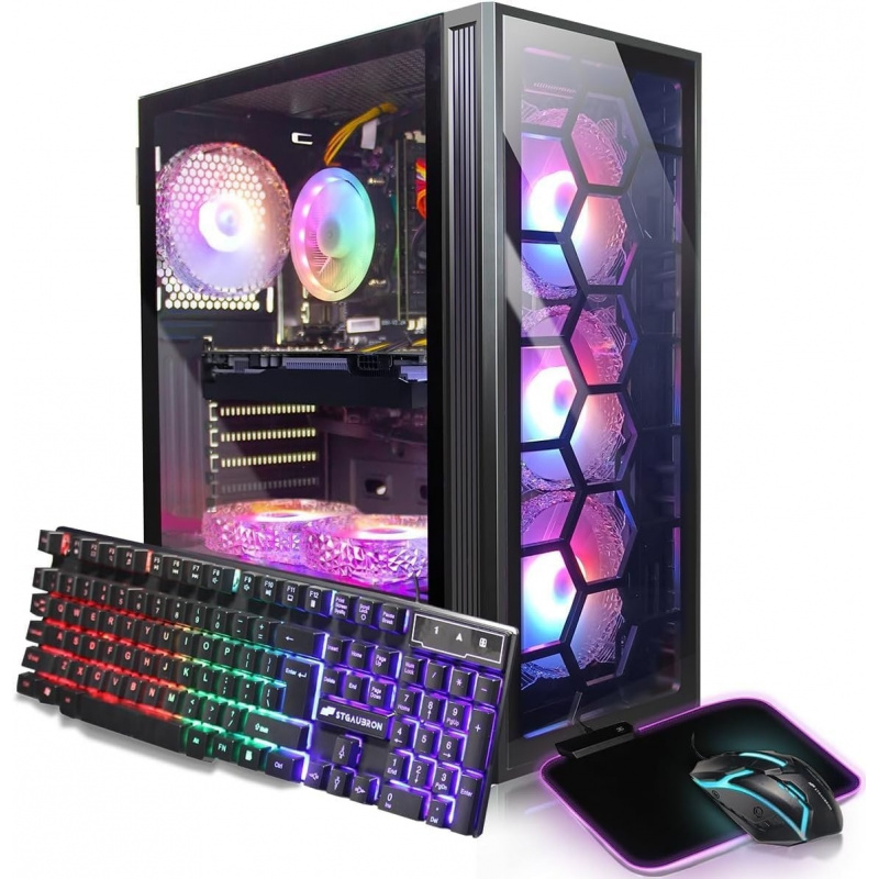 Gaming PC Desktop Computer,  Core i3-10100F up to 4.3G, GeForce GTX 1650 4G, 16GB DDR4, 512GB SSD, WiFi, BT 5.0,