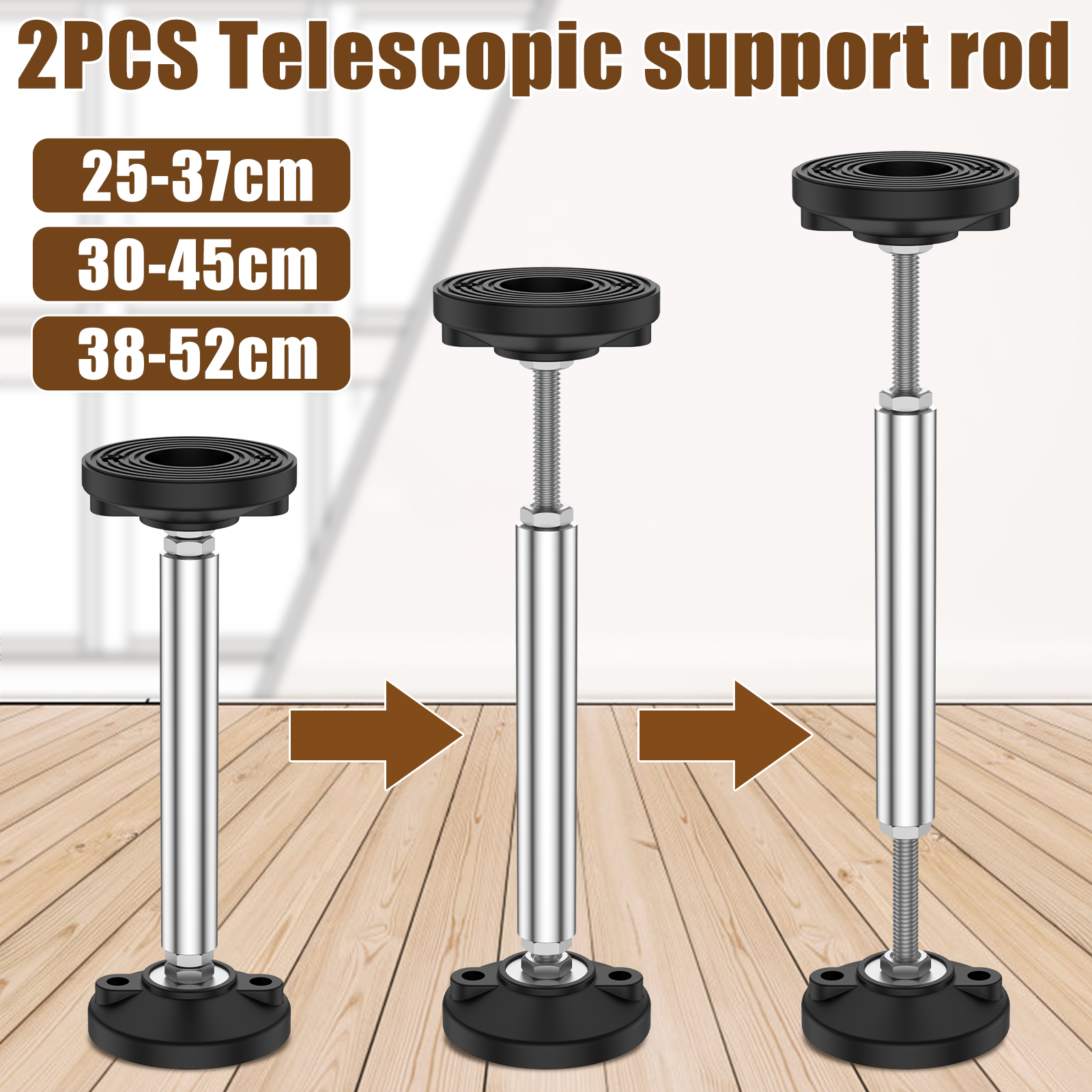 Varilla de soporte telescópica, altura ajustable, 300kg, capacidad de peso, herramienta de gato multiusos, patas de elevación de muebles, 2 uds.