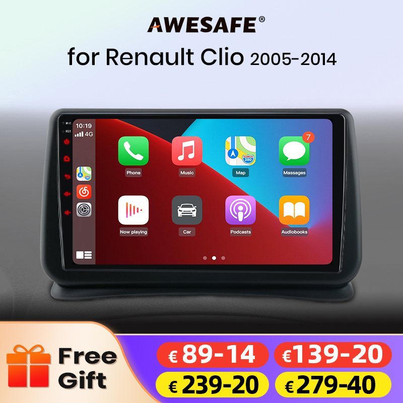 AWESAFE Autoradio Wireless CarPlay Android Auto per Renault Clio 3 2005-2014, Sistemi Intelligenti per Auto, BT FM RDS Plug & Play SWC, Spedito dal Regno Unito