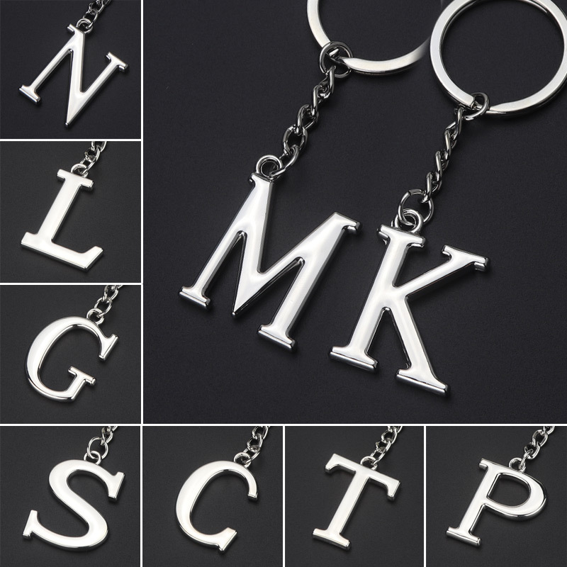 Mode Einfache A-Z Initialen Schlüsselanhänger Metall 26 Englisch Buchstaben Paare Schlüsselbund Brieftasche Handtaschen Zubehör