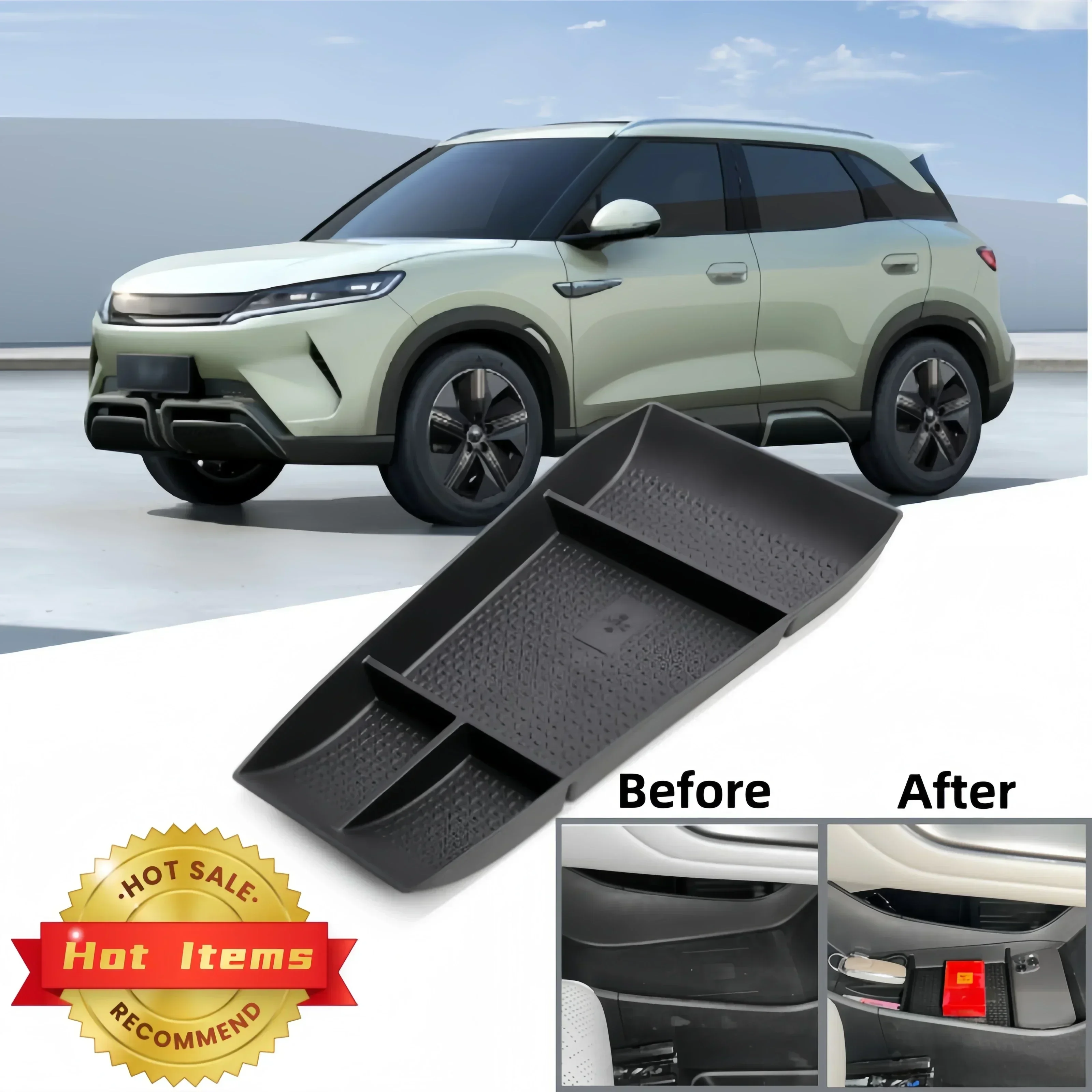 กล่องเก็บของคอนโซลกลาง กล่องเก็บของใต้ที่วางแขน ที่วางแก้ว สำหรับรถยนต์ BYD Yuan UP 2024 อุปกรณ์ตกแต่งภายในรถยนต์