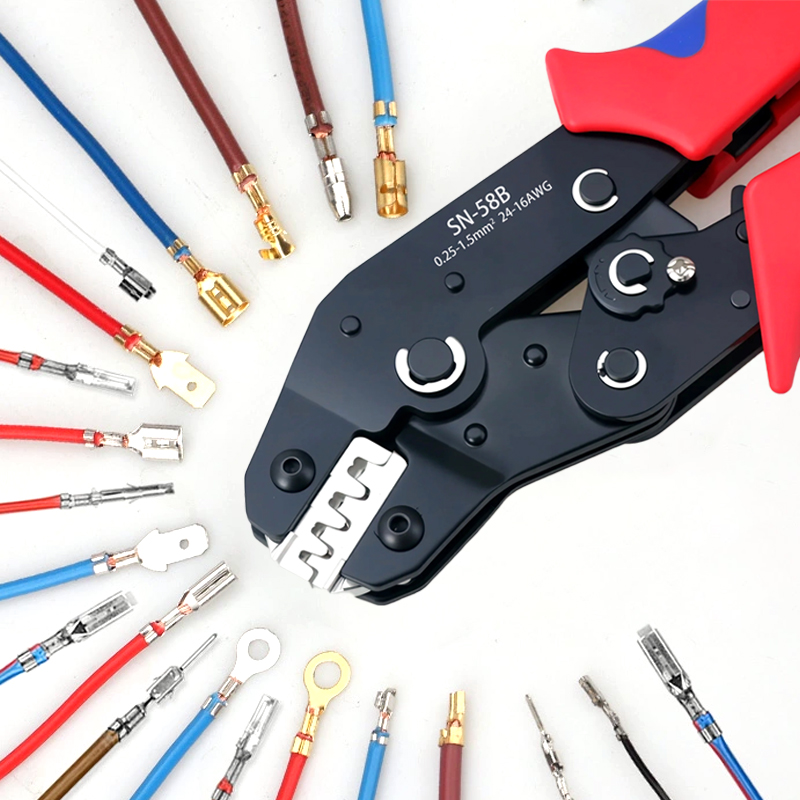 Professionelle arbeitssparende SN-58B-Crimpzange, kompatibel mit 6,3/4,8/2,8 mm Flachsteckklemmen für präzises Crimpen für Dupont