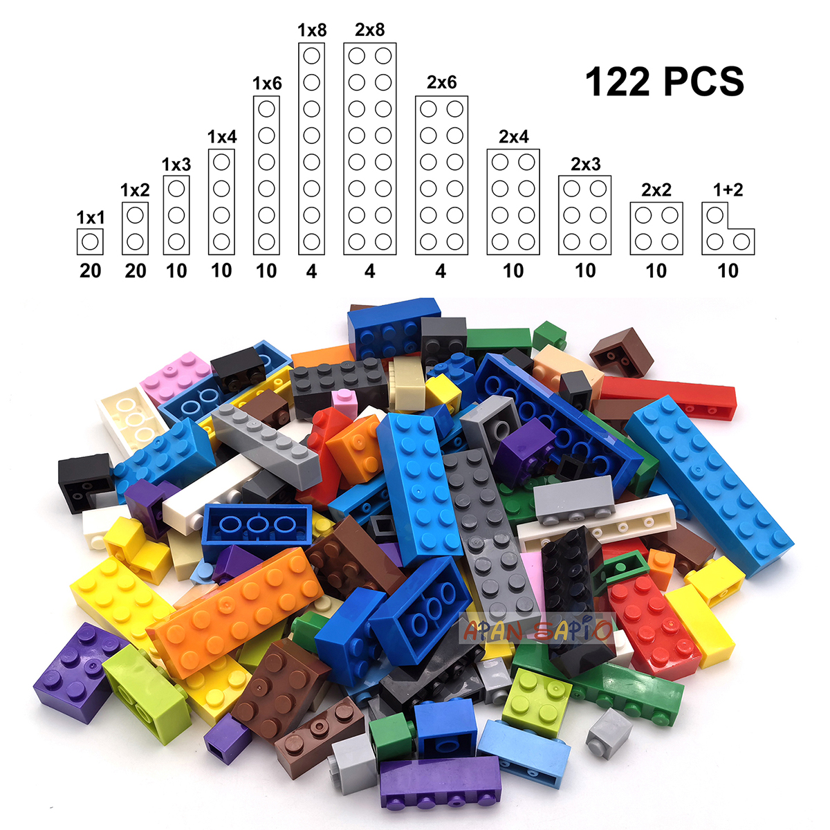 122 Uds. Figuras gruesas ladrillos 12 tamaños DIY bloques de construcción tamaño creativo educativo Compatible con juguetes de plástico 3001 para niños