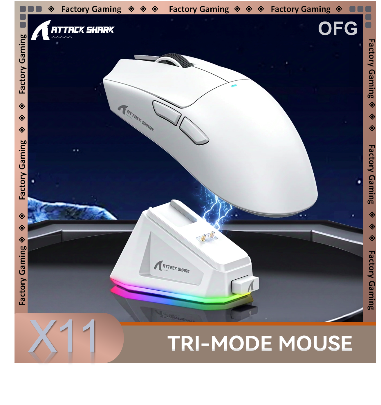 Ratón inalámbrico para juegos Attack Shark X11 y X11se, conexión multimodo Bluetooth, PixArt PAW3311, base de carga magnética táctil