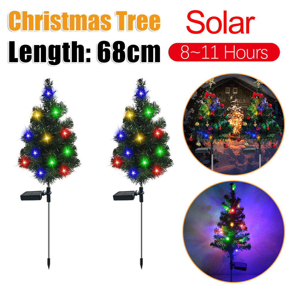 Solar-Weihnachtsbaum-Licht, 400 mAh, LED-Weihnachtsbaum-Lampe, eingesetzt, IP65, wasserdicht, für Hof, festliche Beleuchtung, Urlaub, Rasendekoration