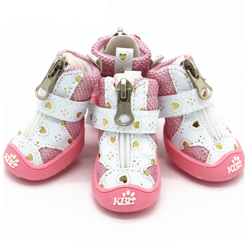 Zapatos para perros pequeños, 4 Uds., bonitos botines transpirables para perros con cremallera, fáciles de usar, zapatos suaves antideslizantes para mascotas, botas para cachorros para todas las estaciones