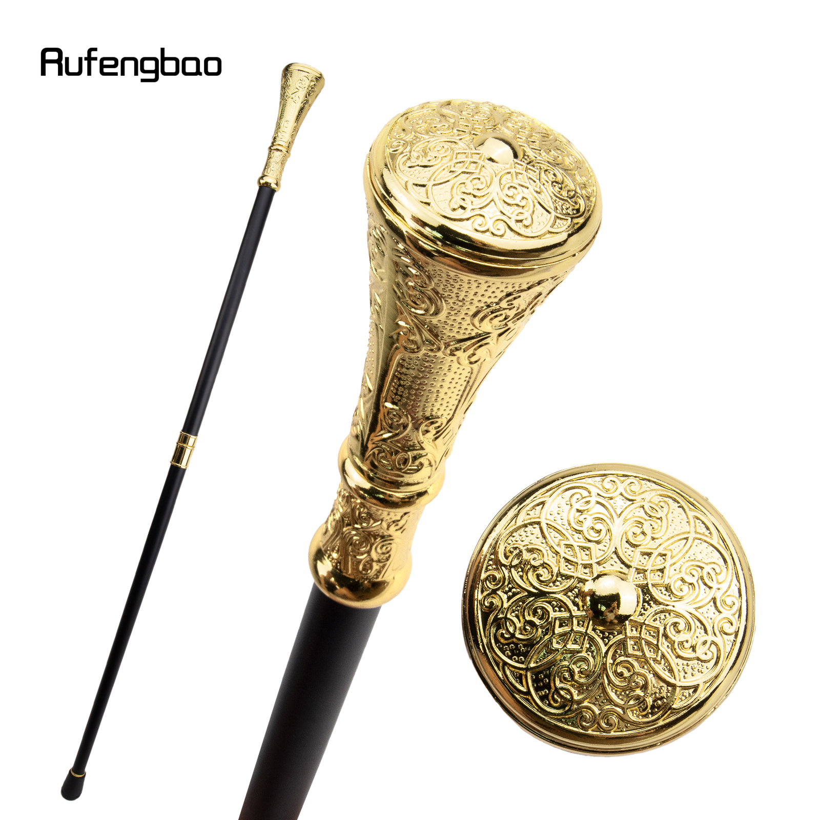 Bastón para caminar con mango redondo y flor dorada de lujo, bastón decorativo para fiesta, perilla elegante, perilla para crosier, 93cm
