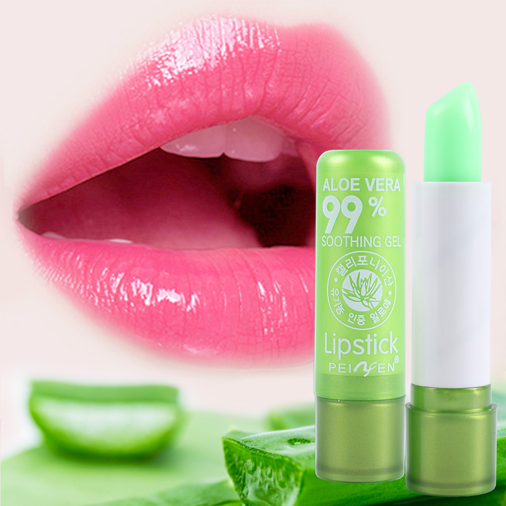 1PC Aloe Vera Farbwechsel Lippenstift Feuchtigkeitsspendender Lippenbalsam Temperatur Farbwechsel Langlebig ist nicht leicht zu verblassen Lippenstifte