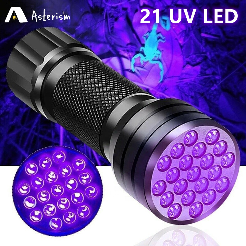 21 LED UV Ultraviolett Taschenlampe Schwarzlicht 395 NM Mini Taschenlampe Blitz Lampe Für Haustier Urin Flecken Tragbare Schwarz Licht Taschenlampen