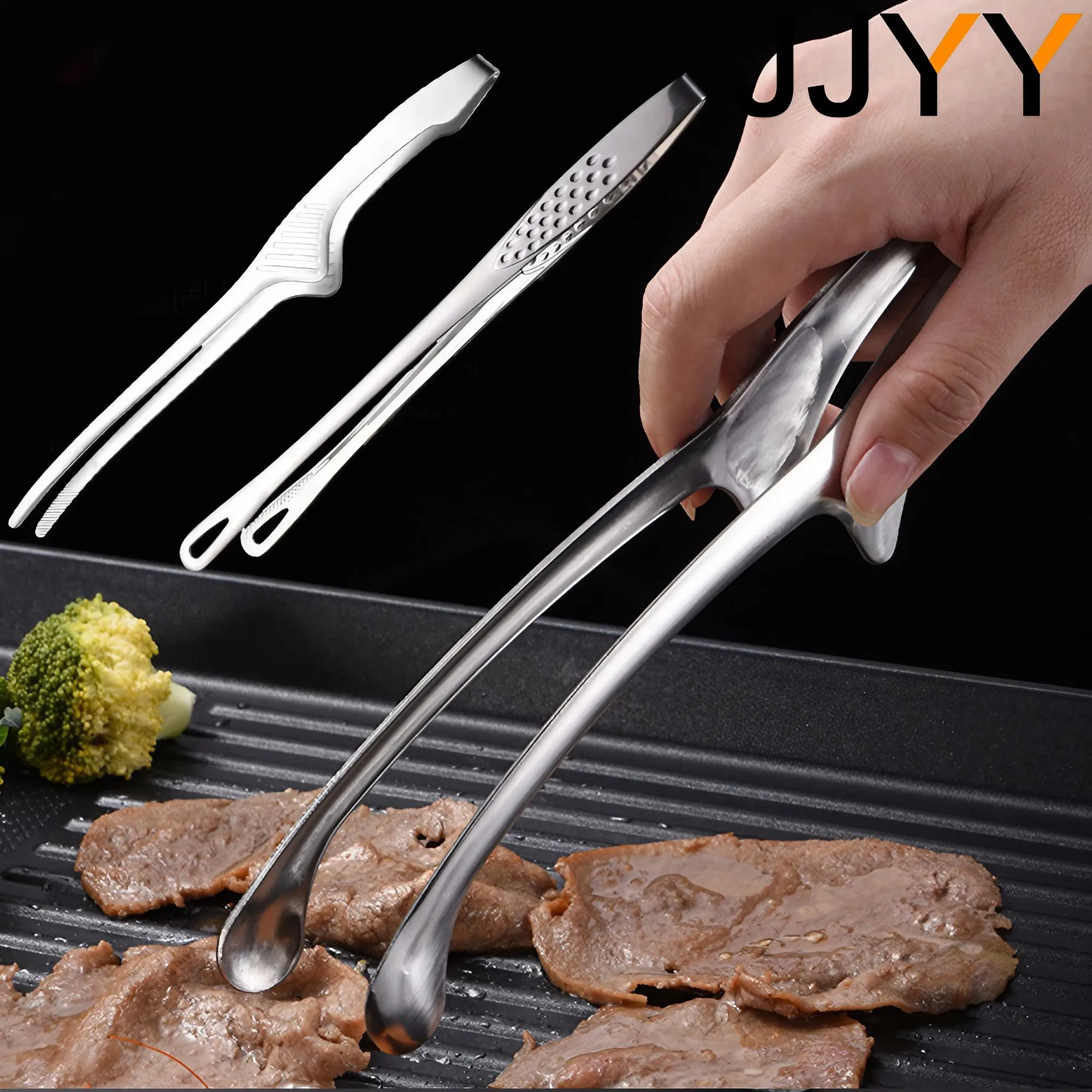 Jjyy 304 Roestvrijstalen Tang Lange Steel Antislip Barbecue Tang Steak Tang Keuken Kookgereedschap Keuken Accessoires