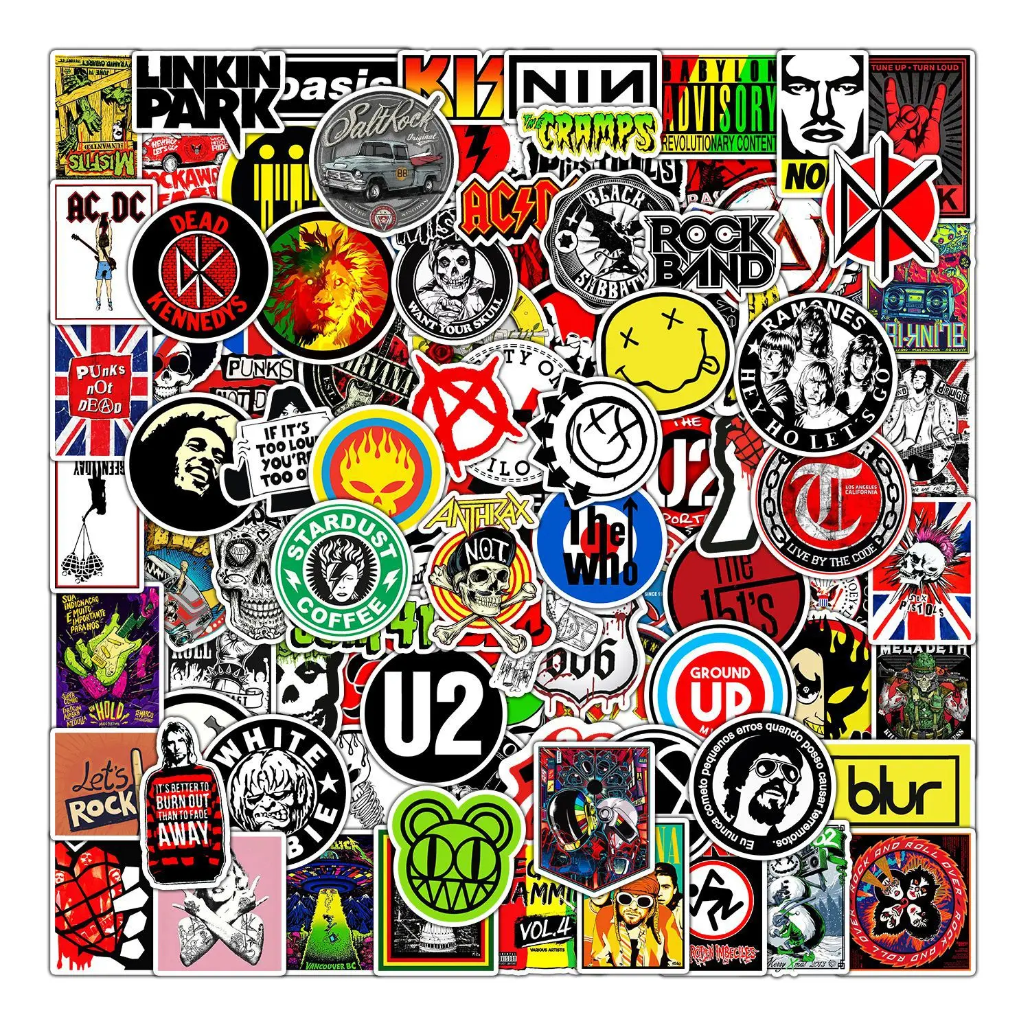 Rock Band Music Stickers Aesthetic for iPad Phone Guitar Motorcycle Skateboard Luggage Cup - Fashion Art Decal Collection