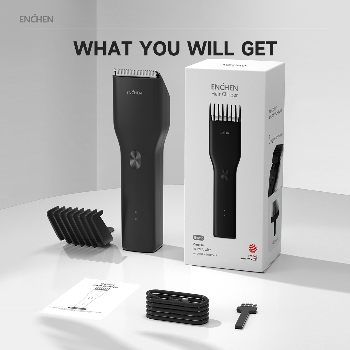 Enchen boost máquina de cortar cabelo elétrica profissional sem fio rápido tipo-c carregamento cerâmica máquina de corte de cabelo aparador de cabelo para homens adultos
