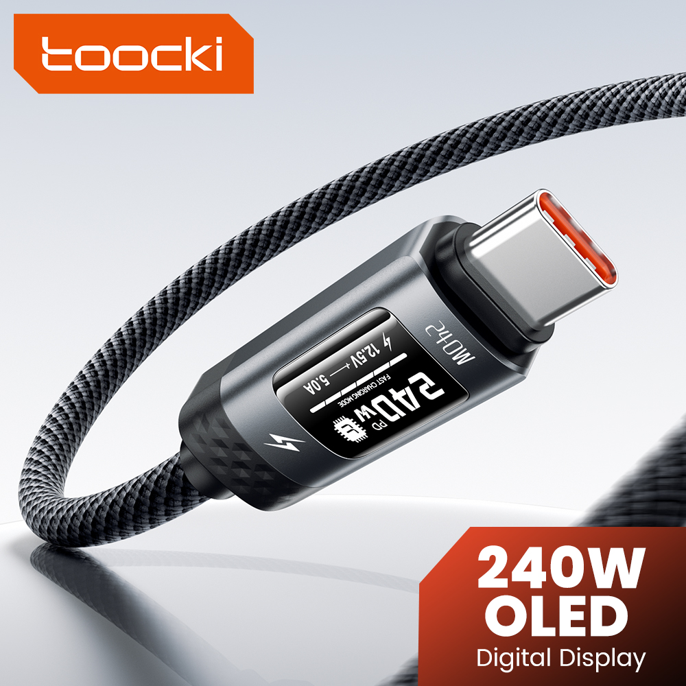Toocki 240W USB C Cbale carga rápida pantalla Digital OLED PD 3,1 tipo C a USB C cable de datos para Macbook iphone 16 17 Samsung S25
