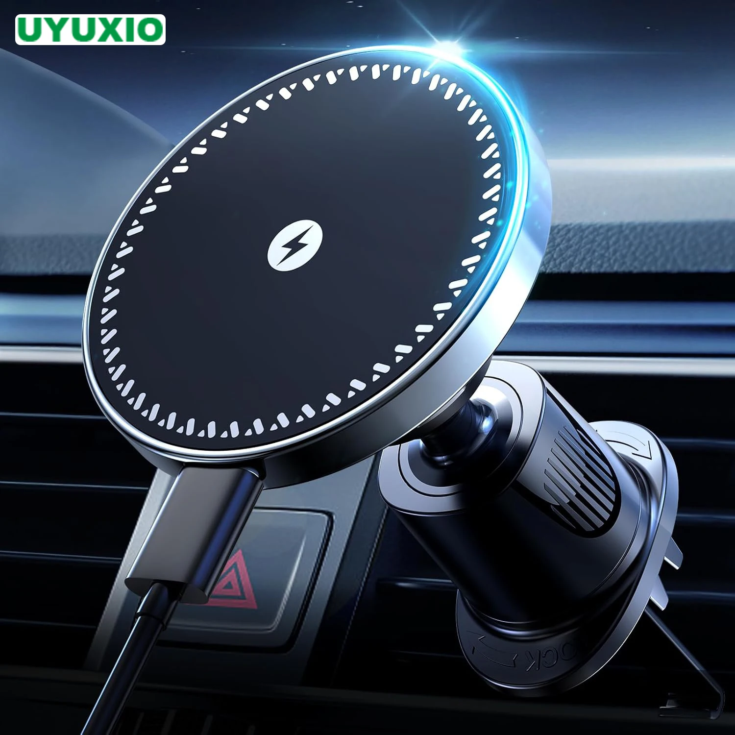 UYUXIO Strong Magnetic Wireless Car Charger Adapter 15W Air Ventผู้ถือโทรศัพท์รถยนต์สําหรับiPhone 16 15 14 13 Pro Max Plus 12