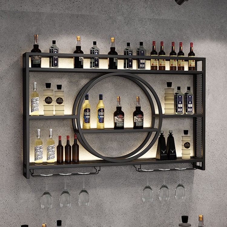 Estante para vino montado en la pared, soporte colgante para botellas de vino, estante para copas de Metal, estante flotante para vino para el hogar, Bar, cocina, exhibición de almacenamiento