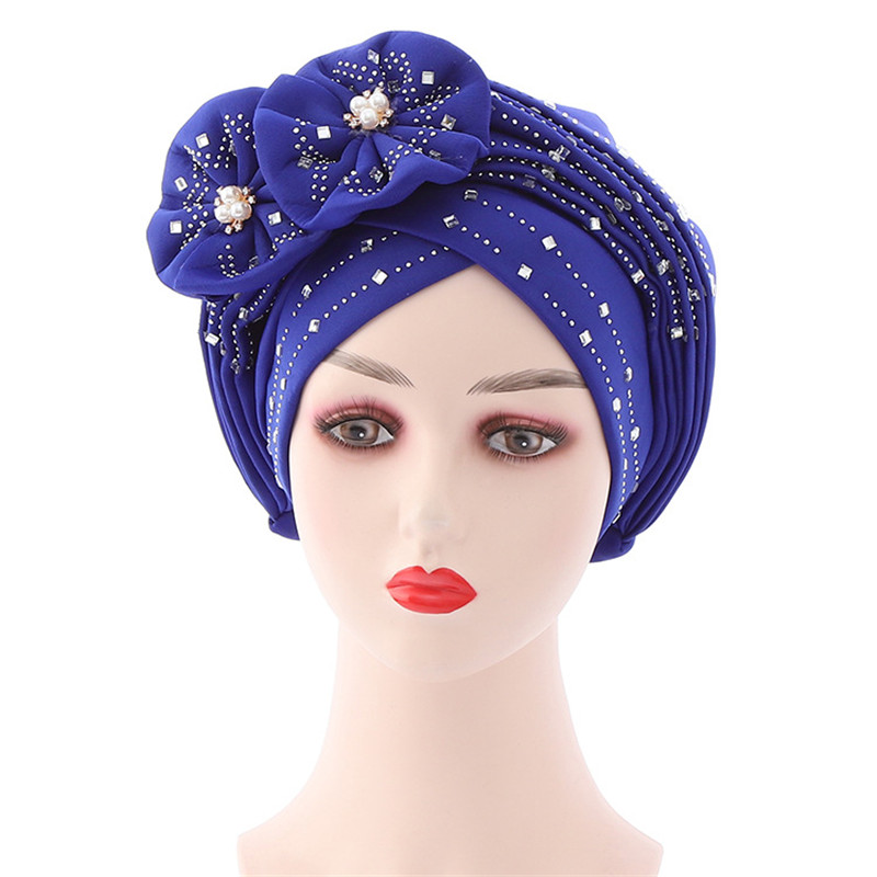 Luxury Diamonds African Autogele già fatto Headtie femminile Head Wraps Lady Turnban Cap Wedding Party Headpiece