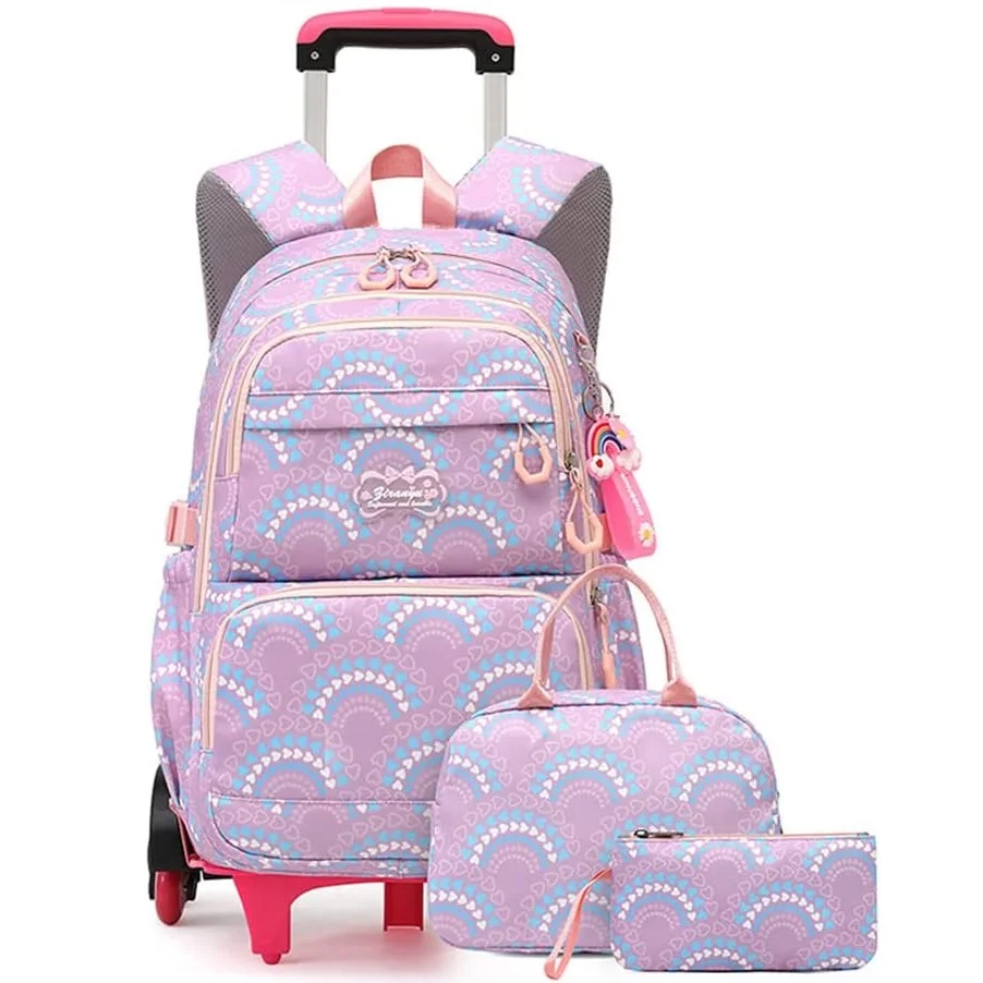Mochilas escolares con ruedas para niñas, mochilas escolares impermeables con ruedas, mochila de equipaje con ruedas para escuela secundaria
