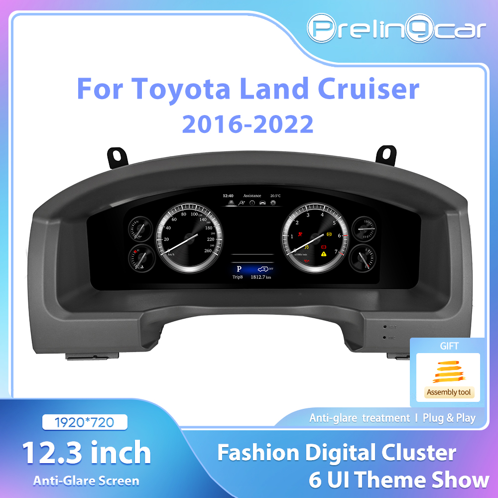 Автомобильная цифровая панель Prelingcar для Toyota Land Cruiser 2016-2022 лет, спидометр, виртуальная кабина
