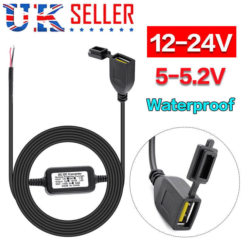 อะแดปเตอร์ Charger sepeda Motor ซ็อกเก็ตสำหรับมอเตอร์ไซด์พอร์ต USB กันน้ำสีดำใหม่
