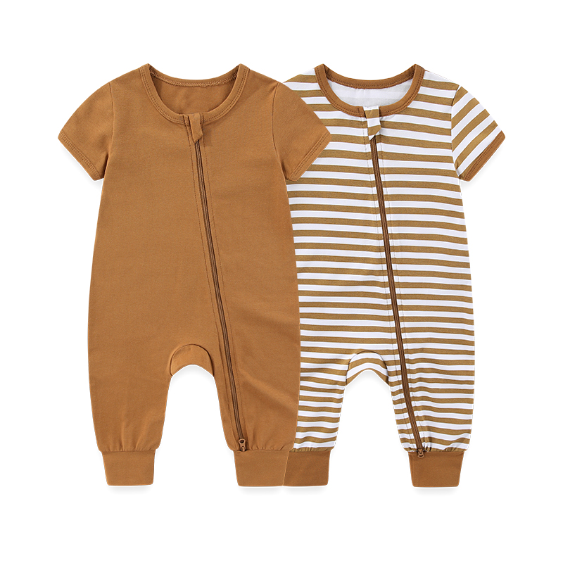 Kiddiezoom - Lote de 2 Peleles de Manga Corta con Cierre para Bebé, Unisex, de Algodón Suave, para Recién Nacidos