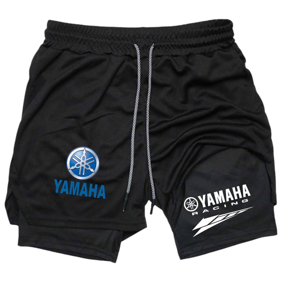 Short de course pour hommes avec logo Yamaha, vêtements de sport 2 en 1 à double couche, vêtements de sport confortables et respirants pour hommes