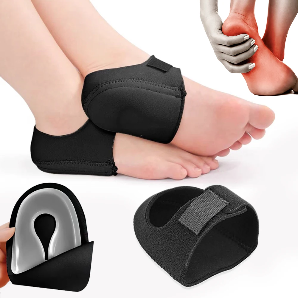 Soporte para pies con espolón de talón para fascitis Plantar, copas de Gel de silicona en forma de U para aliviar el dolor en el talón, plantillas para caminar para hombre y mujer