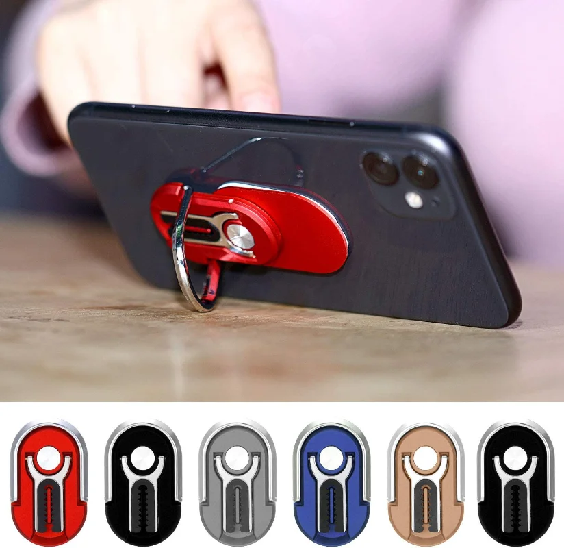 Finger Ring Phone Holder Stand Bracket Universal Mini Phone Holder Rotating for Car Air Vent Mobile Phone Back Sticker Foldable