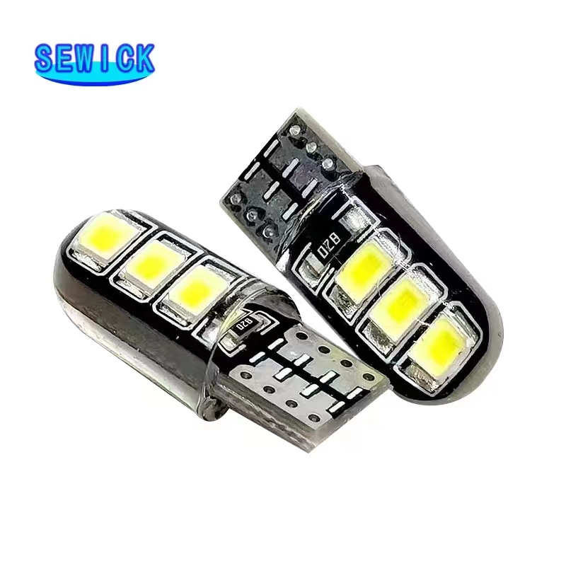 100 Pz All'ingrosso T10 Custodia in silicone 6 SMD LED Lettura per auto Luci a cupola W5W WY5W 6LED 6SMD Cuneo Turno Lampade laterali Lampadina di parcheggio 12 V