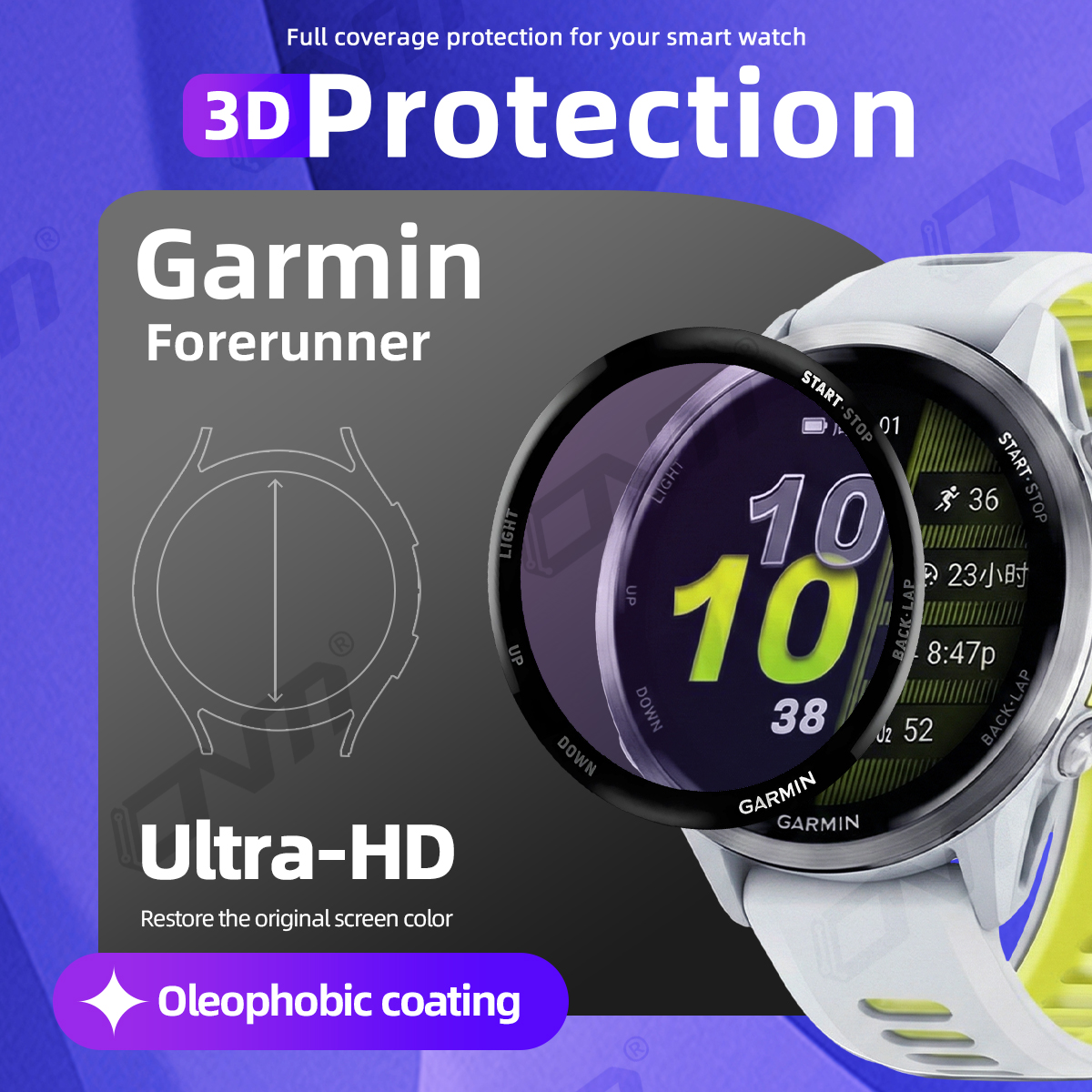 Protector de pantalla para Garmin Forerunner 970 570 965 265 265S 42mm 47mm, película protectora antiarañazos de cobertura completa (NO de vidrio)