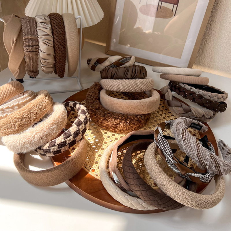 UXSL 2022 Autunno/Inverno Nuovo Colore Marrone Fascia Spugna Ampia Fascia Per Capelli per la Donna Ragazza Elegante Cerchio Dei Capelli Accessori Per Capelli di Moda