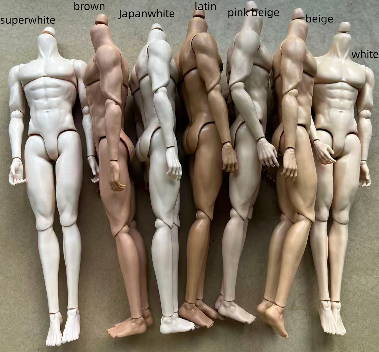 YUNYI Yoga Männliche Puppenfigur 1/6 Muskulöser Körper in Beige und Superweiß Sammler-Soldatenfigur