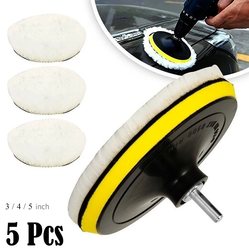 3 4 5 inch Wol Polijstschijf Auto Waxen Polijsten Buffing Autolak Zorg Polijstmachine Pads Auto Wassen Accessoires