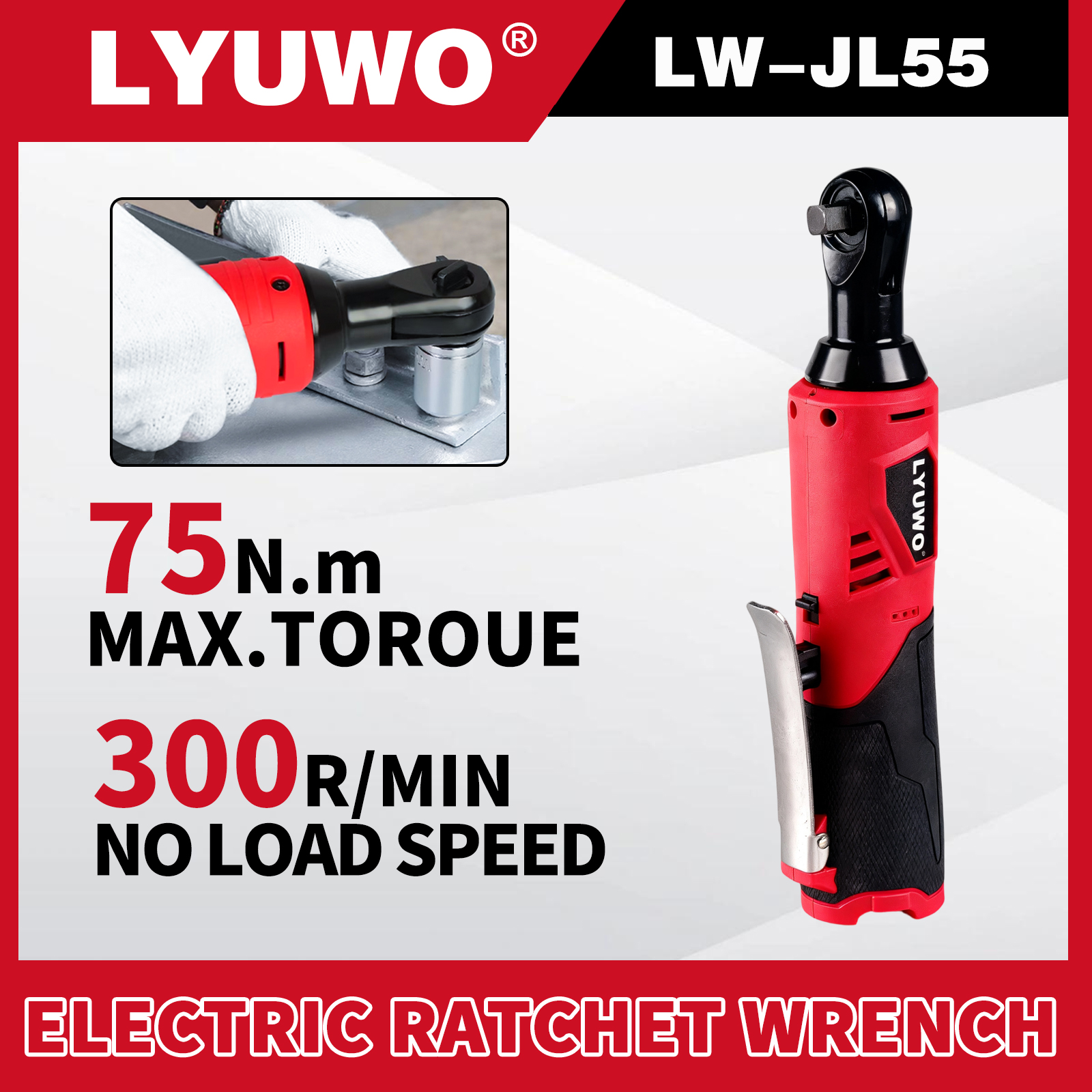 Llave de trinquete inalámbrica, destornillador eléctrico recargable de 3/8 pulgadas, tuerca de tornillo de extracción, herramientas de reparación de automóviles para batería de 12V/18V