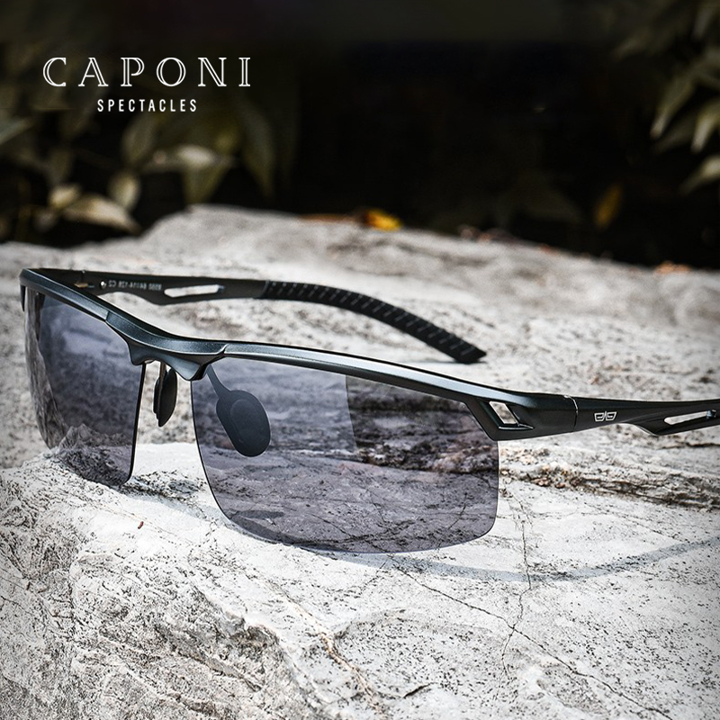 แว่นกันแดดโพลาไรซ์สำหรับปั่นจักรยานยี่ห้อ CAPONI สำหรับผู้ชาย แว่นกันแดดสำหรับเล่นกีฬากลางแจ้ง แว่นตาเปลี่ยนสีอัตโนมัติ รุ่น BS8550