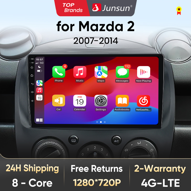 Junsun V1 AI Stimme Drahtlose CarPlay Android Auto Radio für MAZDA 2 Mazda 2 2007-2014 4G Auto multimedia GPS 2din autoradio