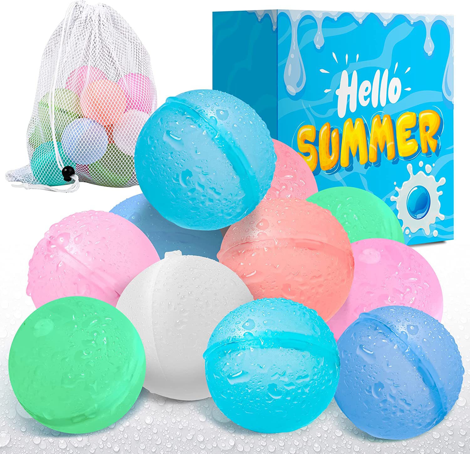 12-60 Palloncini d'Acqua Riutilizzabili per Bambini e Adulti, Giochi Estivi per Piscina, Spiaggia e Bagno