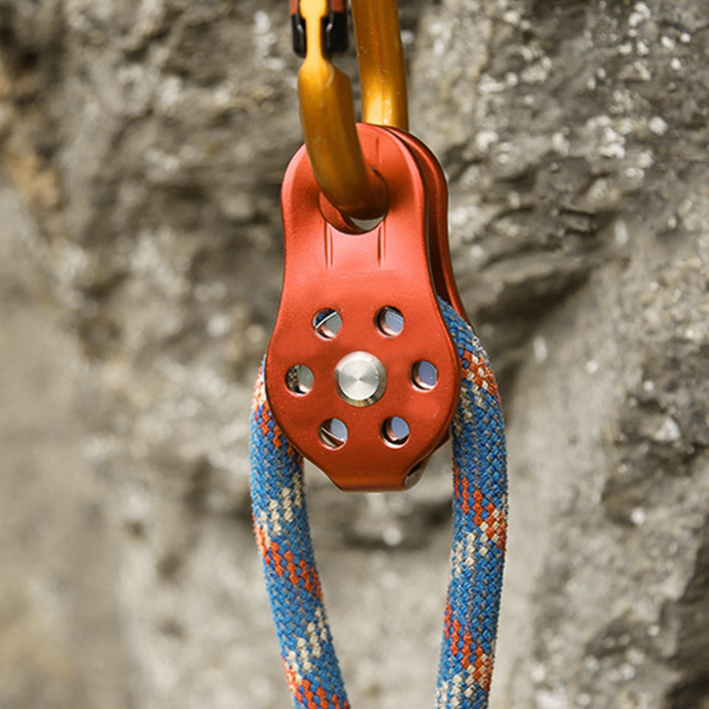 Polea de cuerda giratoria única 26KN, bloque de polea de escalada de aleación de aluminio de alta resistencia para cuerda de 12mm