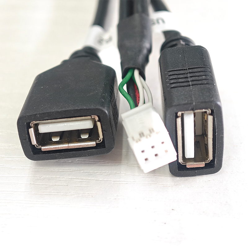 Conector de clavija de arnés de cables para reproductor de coche Multimedia, adaptador de Cable de interfaz USB Dual de 6 pines para navegación por Radio Android