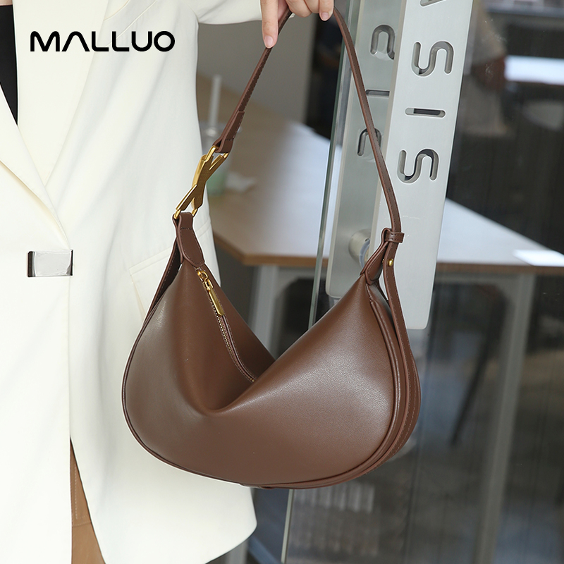 Bolsa de couro genuíno das mulheres hobos sac macio ombro mensageiro sacos para mulheres largas meia lua bolsa e bolsas