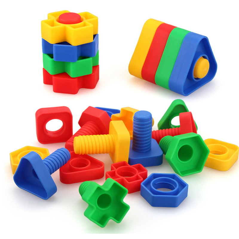 Plastikowe nakrętki i śruby dla dzieci śruby klocki umiejętności motoryczne Montessori zabawki edukacyjne Bloc De Construction