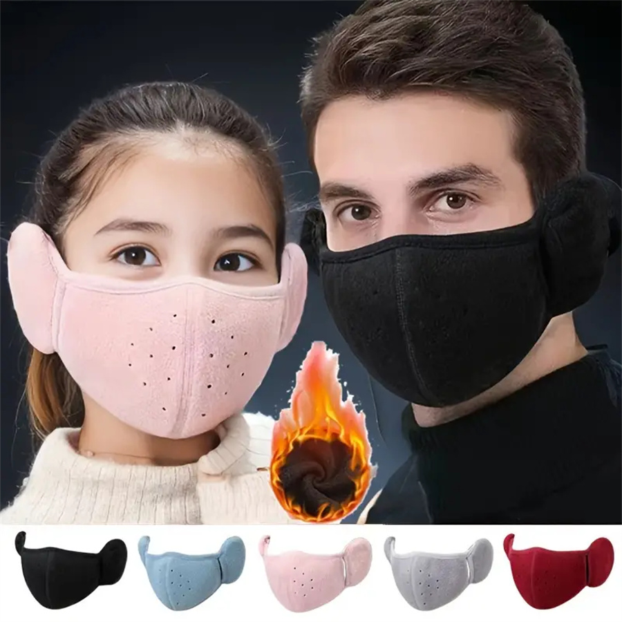 1pc inverno quente máscara de lã earmuffs cor sólida unisex máscara à prova de frio ao ar livre ciclismo caminhadas máscara de esqui feminino masculino orelha mais quente
