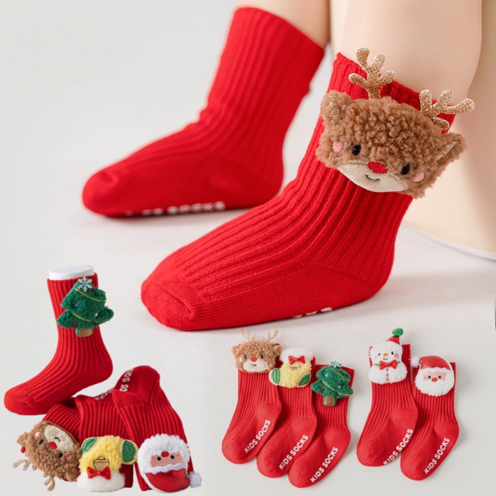 Christmas Kids Socks Santa Claus Autumn Winter Boys Girls Socks Red Cartoon Xmas Reindeer Snowman Cute Baby Sock New Year Gifts