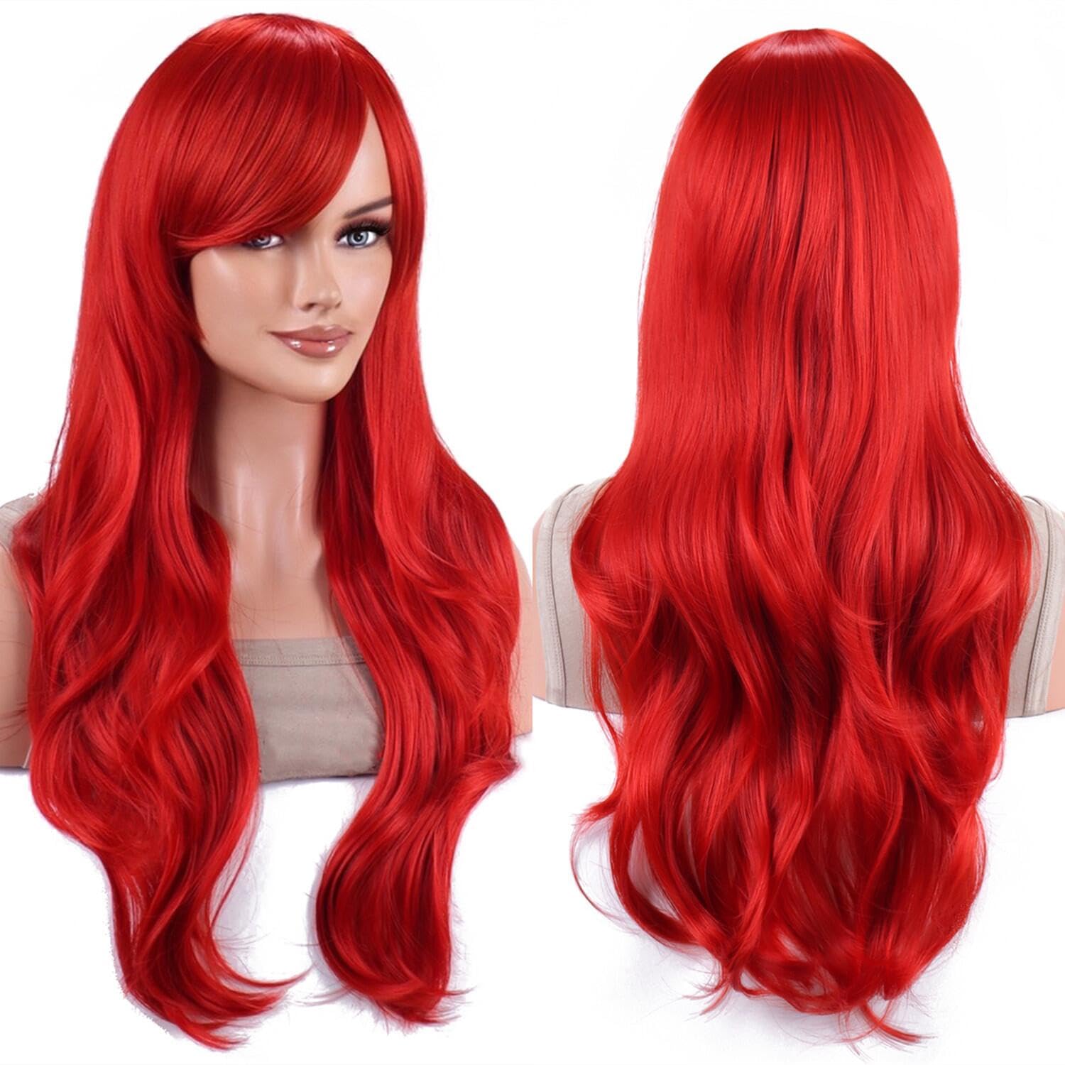 สังเคราะห์ Probeauty Mermaid วิกผมยาวสีแดง Curly Body Wave วิกผมฮาโลวีนคอสเพลย์ชุดวิกผมสําหรับผู้หญิงแฟชั่นวิกผมสําหรับทุกวัน P
