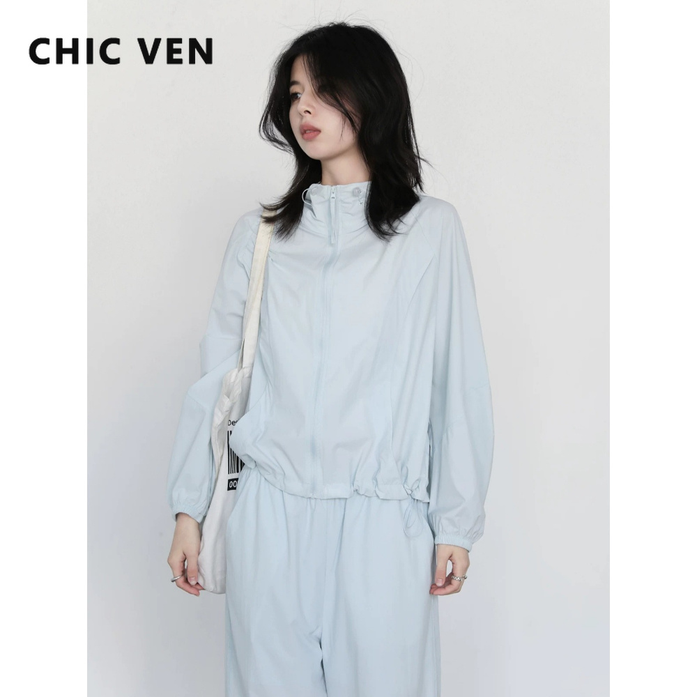 CHIC VEN Nieuwe Damesjassen Lange Mouw Losse Casual Outdoor UPF50 + Lichtgewicht UV-zonbeschermingsjas Dunne zomerkleding 2026