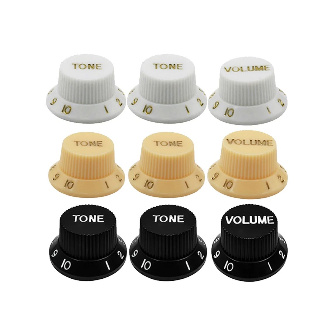 FLEOR 3PCS Kunststoff ST Gitarre Knöpfe 2T1V Volume Tone Control Knöpfe Top Hut Kappen Tasten Elektrische Gitarre Teile